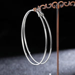 80mm Simple Round Stainless Steel Silver Color Hoop Earrings 8cm Thin Hoops Fashion Earrings