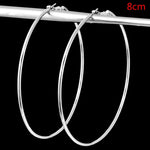 80mm Simple Round Stainless Steel Silver Color Hoop Earrings 8cm Thin Hoops Fashion Earrings