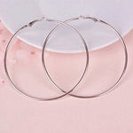 80mm Simple Round Stainless Steel Silver Color Hoop Earrings 8cm Thin Hoops Fashion Earrings