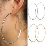 80mm Simple Round Stainless Steel Silver Color Hoop Earrings 8cm Thin Hoops Fashion Earrings