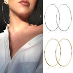 80mm Simple Round Stainless Steel Silver Color Hoop Earrings 8cm Thin Hoops Fashion Earrings