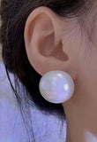 Big Simulated Pearl Half Round Stud Earrings Daily wear Women Fashion Jewelry