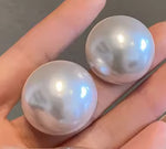 Big Simulated Pearl Half Round Stud Earrings Daily wear Women Fashion Jewelry