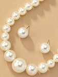 Elegant Faux Pearl Necklace Exotic Design Collarbone Chain Fashion Statement Women's Jewelry Set