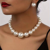 Elegant Faux Pearl Necklace Exotic Design Collarbone Chain Fashion Statement Women's Jewelry Set