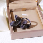 Black Cubic Zirconia Oversize Butterfly Flower Resizable Ring for Women