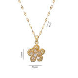 Luxury Pink Zircon Fashion Rotatable Flower Clover Pendant Gold Color Necklace