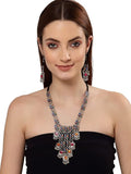 Traditional Silver Oxidized Garba Dandiya Multi Color Ethnic Necklace Earrings Jewelry Set