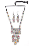 Traditional Silver Oxidized Garba Dandiya Multi Color Ethnic Necklace Earrings Jewelry Set