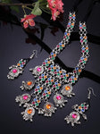 Traditional Silver Oxidized Garba Dandiya Multi Color Ethnic Necklace Earrings Jewelry Set