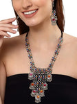 Traditional Silver Oxidized Garba Dandiya Multi Color Ethnic Necklace Earrings Jewelry Set