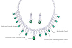 AAA CZ Luxury Emerald Green Bridal Wedding Elegant Women Necklace and Earrings Stunning Jewelry Set