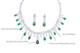 AAA CZ Luxury Emerald Green Bridal Wedding Elegant Women Necklace and Earrings Stunning Jewelry Set