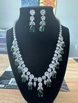 AAA CZ Luxury Emerald Green Bridal Wedding Elegant Women Necklace and Earrings Stunning Jewelry Set