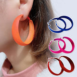 Trendy Fluorescent Wide Statement Fashion Jewelry Beach Punk Style Hoop Earrings