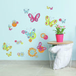 Butterflies & Flowers Wall Decals Girls Butterfly Room Stickers Baby Decor