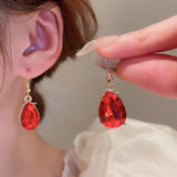 3pc Bridal Fashion Jewelry Set Chunky Luxury Red Crystal Necklace and Earrings