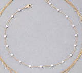 Simple Minimalistic Gold Chain Pearl Choker Necklace Women Fashion Layering Collar Necklace