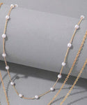 Simple Minimalistic Gold Chain Pearl Choker Necklace Women Fashion Layering Collar Necklace