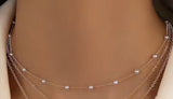 Simple Minimalistic Gold Chain Pearl Choker Necklace Women Fashion Layering Collar Necklace