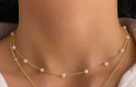 Simple Minimalistic Gold Chain Pearl Choker Necklace Women Fashion Layering Collar Necklace