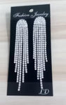 Glamorous Silver Long Tassel Crystal Statement Drop Dangle Earrings for Women