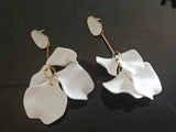 Luxury White Acrylic Petals Long Flower Drop Dangle Earrings Women Girls Fashion