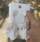 Luxury White Acrylic Petals Long Flower Drop Dangle Earrings Women Girls Fashion