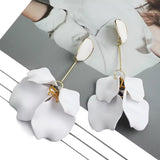 Luxury White Acrylic Petals Long Flower Drop Dangle Earrings Women Girls Fashion