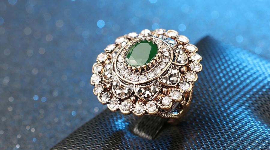 Women Fashion Golden Flower Pearl Crystal Traditional Indian Jewelry  Adjustable Big Finger Ring - EonShoppee