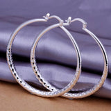 High Quality 925 Sterling Silver 50 mm Shiny Hip Hop Fashion Hoop Earrings