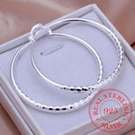 High Quality 925 Sterling Silver Shiny Hip Hop Fashion Hoop Earrings 70 mm Big Circle Round Earrings